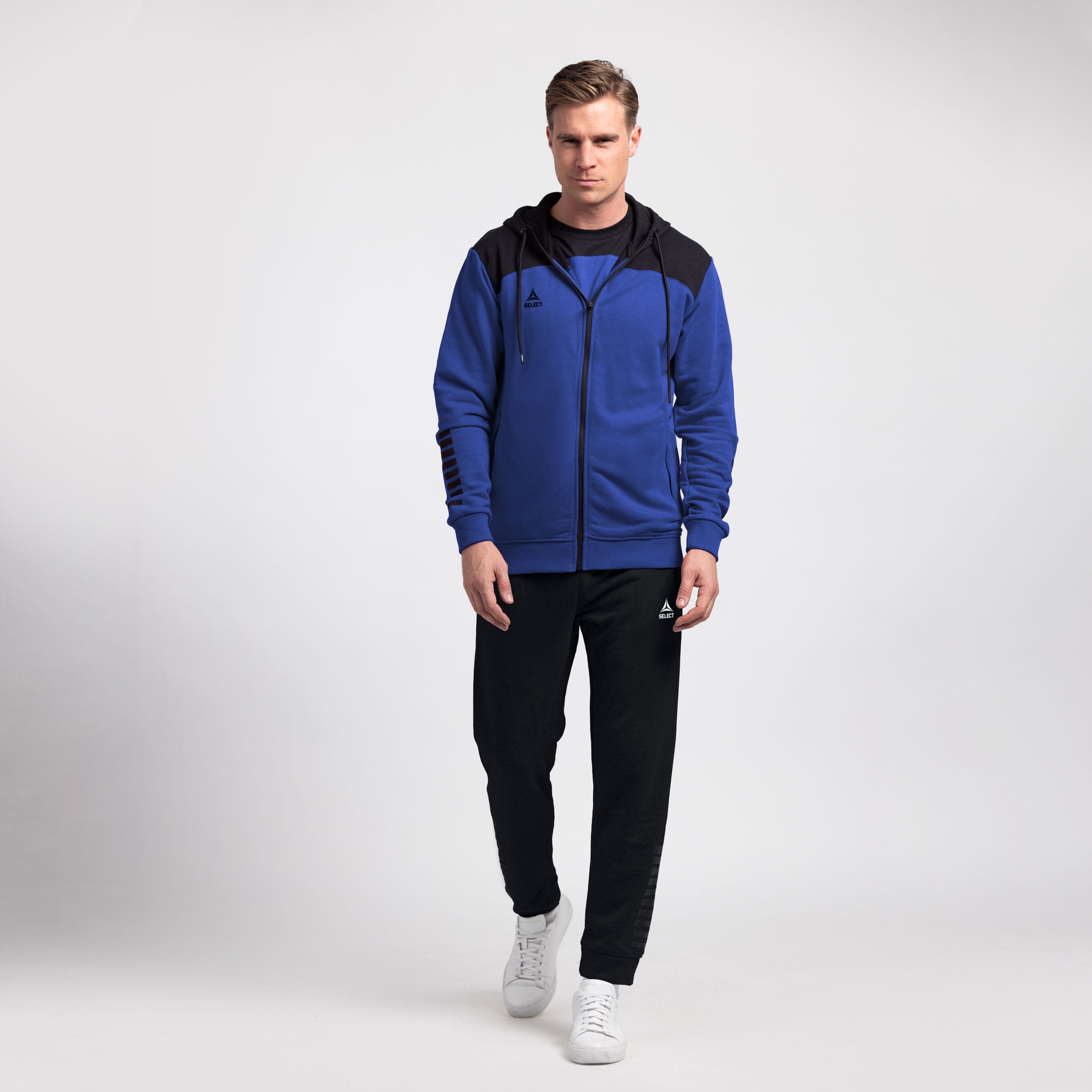 Oxford Kapuzen-Sweatjacke #colour_blau/schwarz #farbe_grau/schwarz